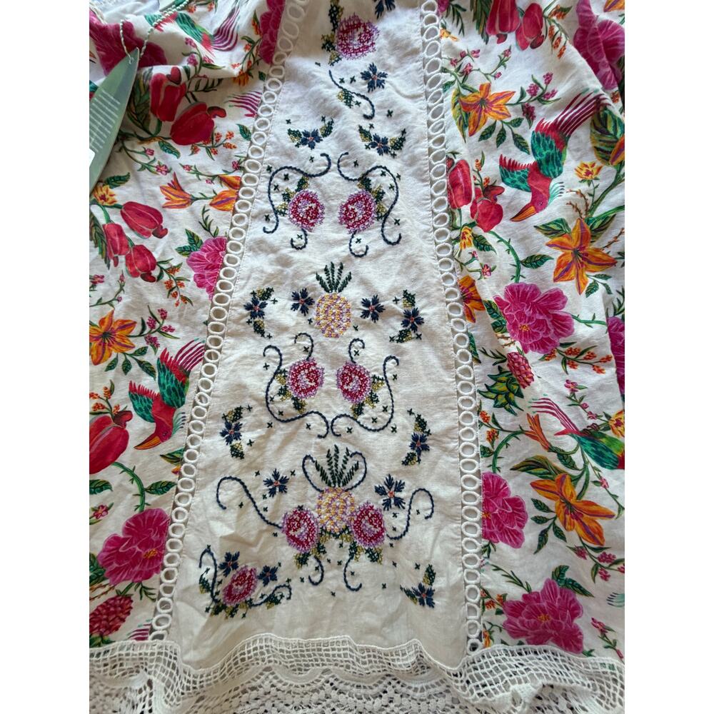 Farm Rio NEW Toucans Garden One Shoulder Embroidered Mini Dress, Med - Picture 5 of 11